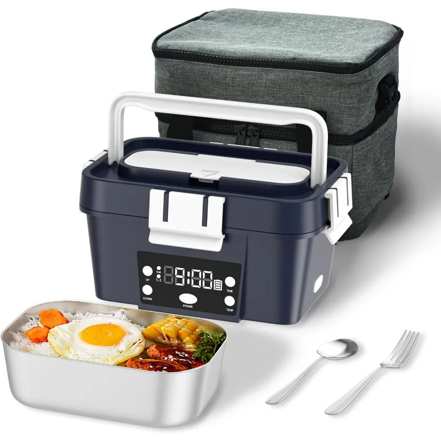 

Electric Lunch Box, 6.75 Cup Automatic Food Warmer (212°F), Rechargeable Portable Heated Meal Container for Office, Travel, Outd