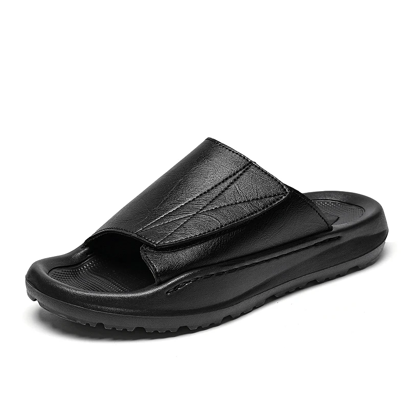 2026 Men's Fashion Slides Sandals Casual Slippers for Man Summer Flip Flops Non-Slip Lightweight Leather Outdoor Beach Shoes