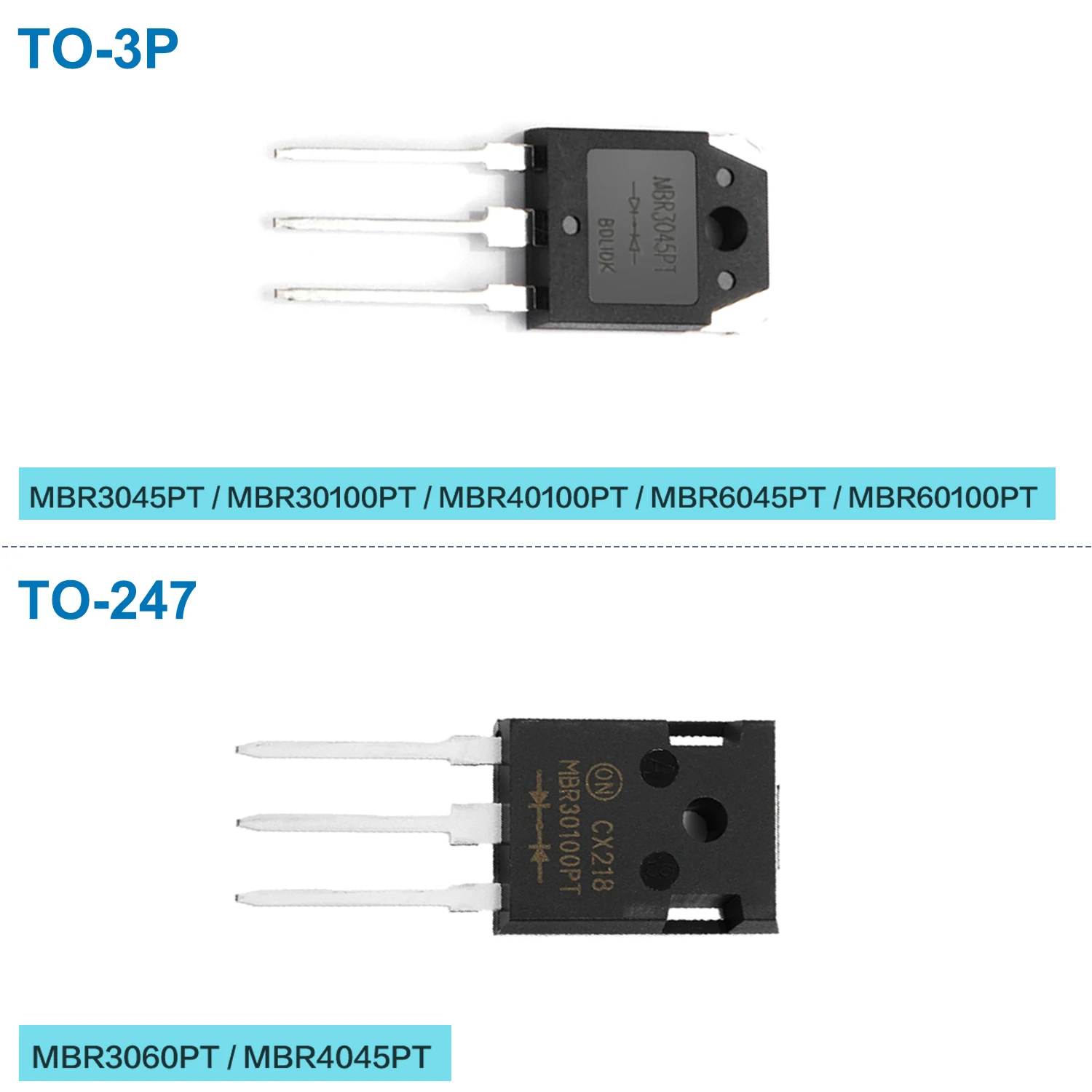 MBR20100CT MBR20200CT MBR30100CT MBR10100CT MBRF10100CT MBR2045CT MBRF20100CT MBR3045PT MBR4045PT MBRF20200CT Schottky Diode