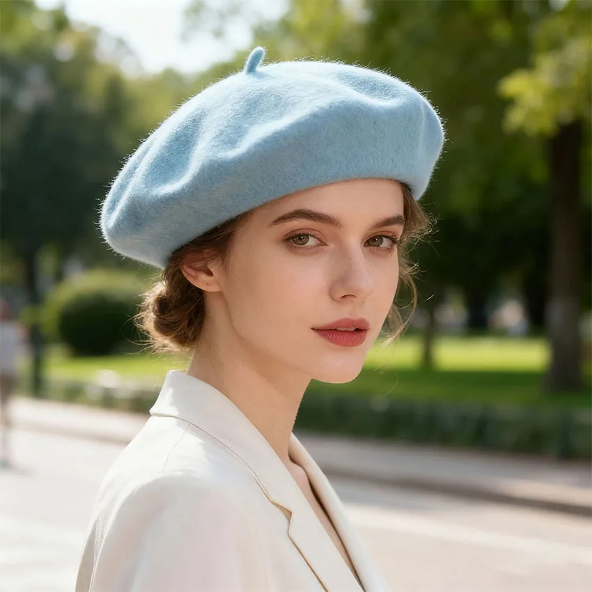 1-teilige einfarbige Strickmütze für Herbst und Winter, modische, vielseitige warme Retro-Baskenmütze, geeignet für den täglichen Ausflüge, elegant und bequem