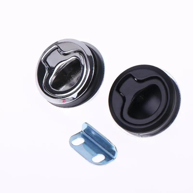»1pcs new Round Flush Pull Slam Latch Non Key For RV Boat Marine Marine Deck Locker Steel Boat Flush Pull Hatch Slam Latch