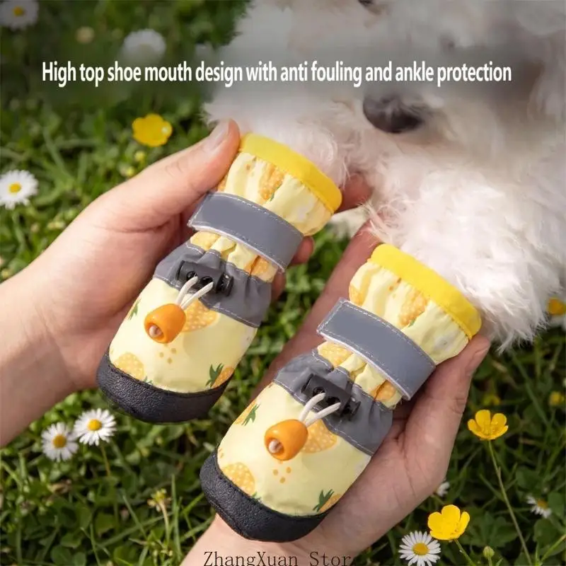 4-Piece Dog Shoes with Soft Bottom Comfort for Regular Summer Park Walks 3XUF