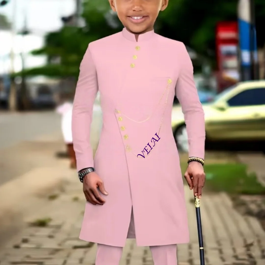 CustomizedAfrican Style Boys Suit 2 Piece Blazer Pants Formal Single Breasted Clothes Wedding Kids Tuxedo Teen Performance Dress