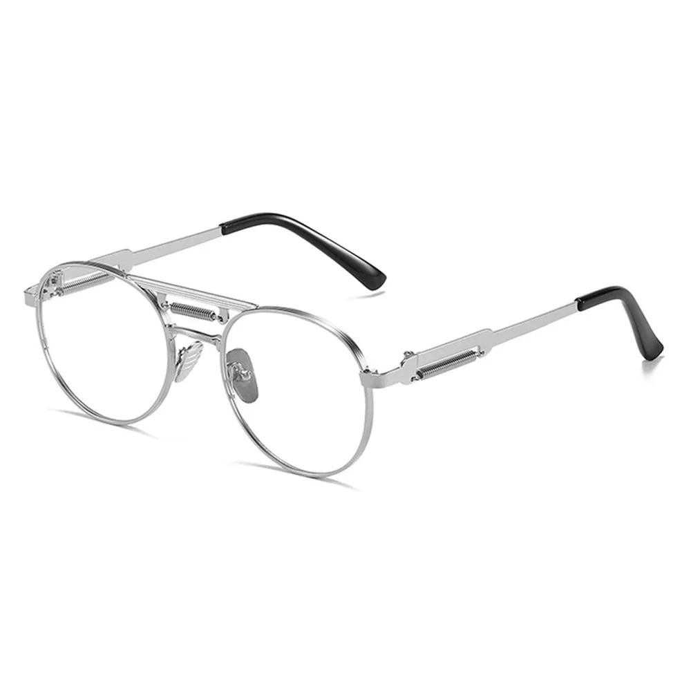 

Double Bridge Retro Personality Metal Spring Legs Round Reading Glasses +0.75 To +4