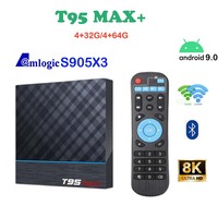 T95 MAX PLUS TV Box Android 9.0 Amlogic S905X3 2.4G&5G WIFI 4G 32G 64G 8K Set Top Box with BT4.0 Supports for games smart Tv