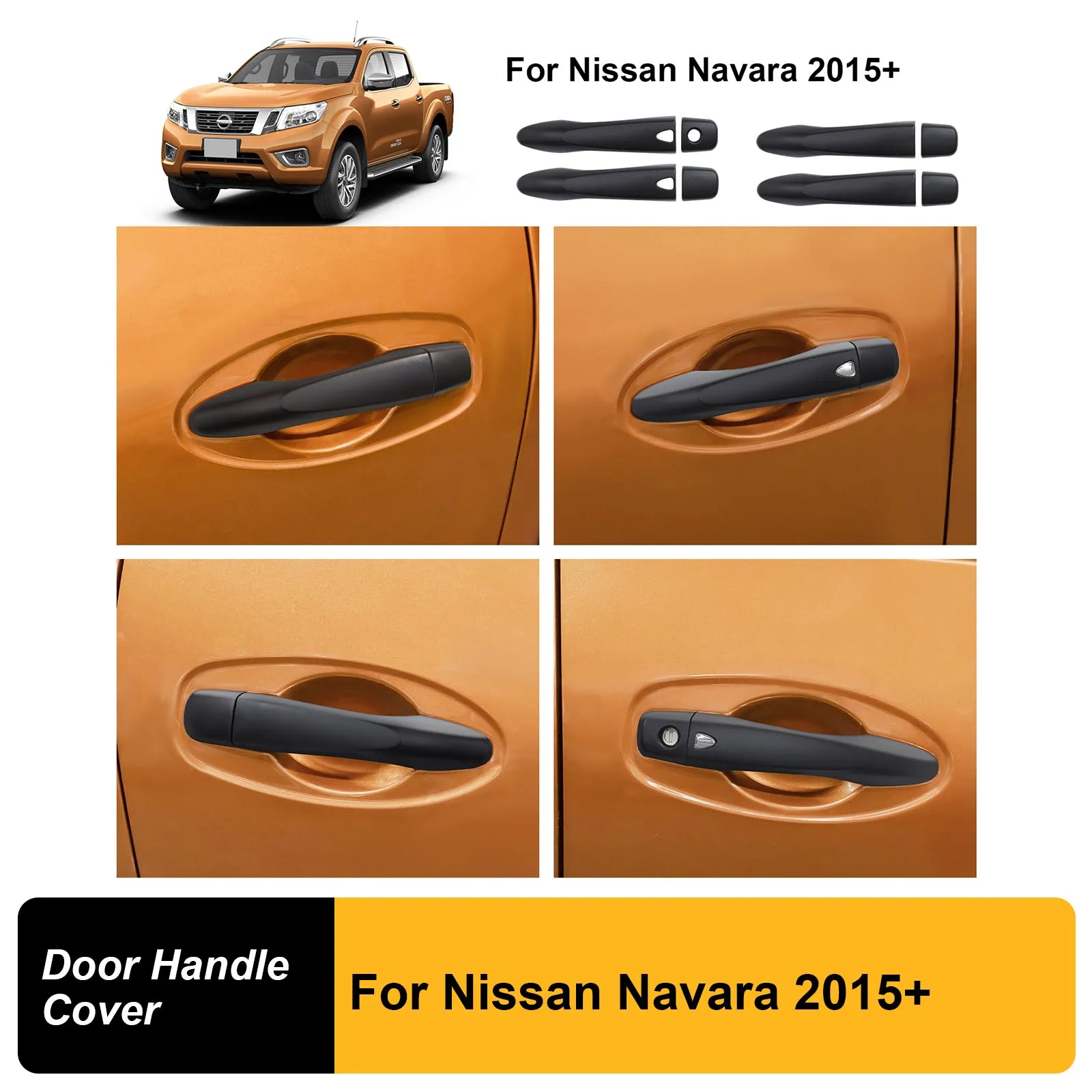 Matte Black Car 4 Door Handle Cover Trim Guard For Nissan Navara NP300 2015 2016 2017 2018 2019 2020 2021 2022