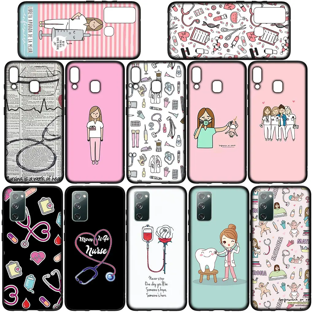 Cartoon Medicine Doctor Nurse Soft Phone Cover for Samsung Galaxy S24 S23 Fe Ultra Plus A55 A35 A24 A25 A15 A05 M55 M15 Case