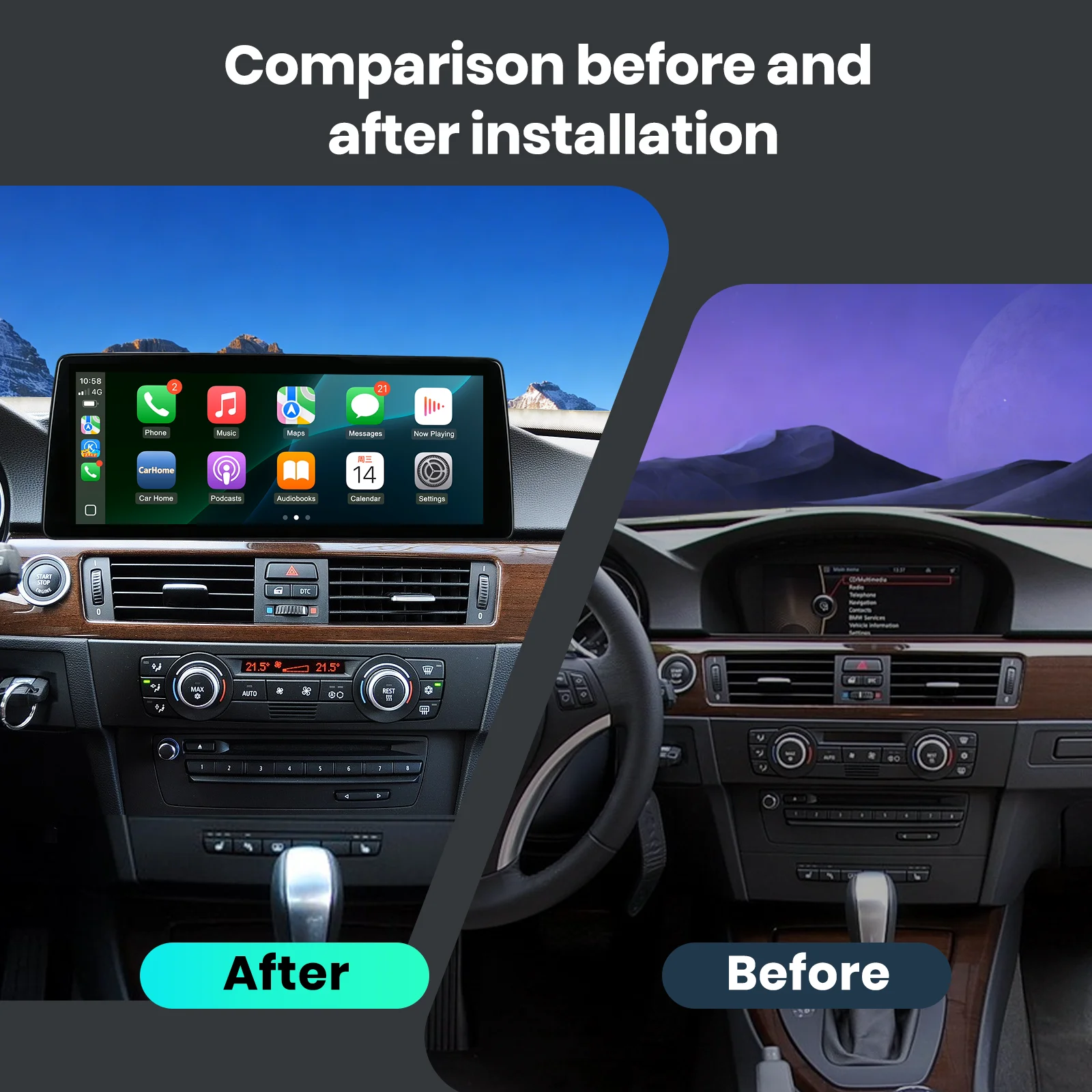 Ezonetronics 12.6'' Linux Screen Car Multimedia For BMW 3 Series E90/E91/E92/E93 2006-2010 with CIC System Wireless CarPlay