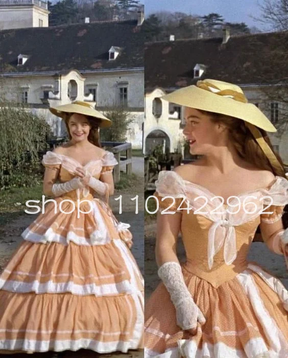 Civil War Theater Southern Belle prom dresses Victorian corset Evening Dress Renaissance orange costume from period films