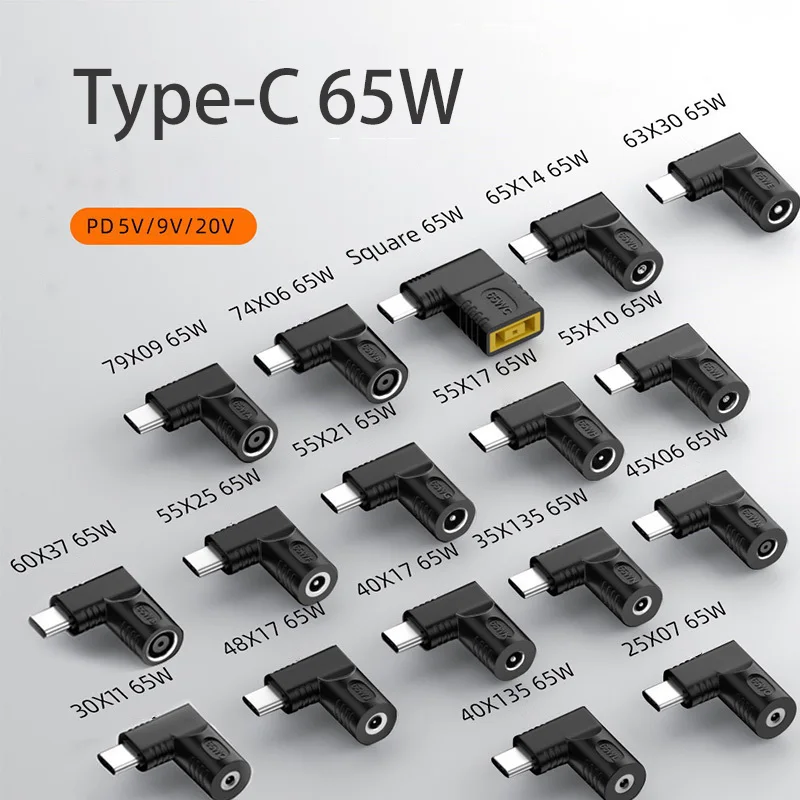 1PCS  PD  Connector DC to Type-C Universal Laptop Charger to 65W USB C PD Adapter Converter for Lenovo Samsung Xiaomi