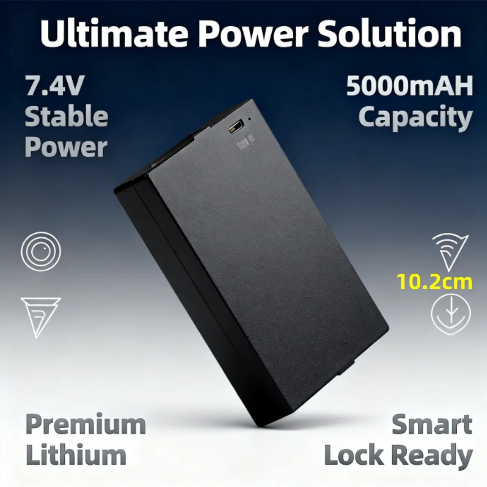 7.4V 5000mAh Rechargeable Lithium Battery for Smart Door Lock, Replacement Battery for Intelligent Fingerprint Home Lock