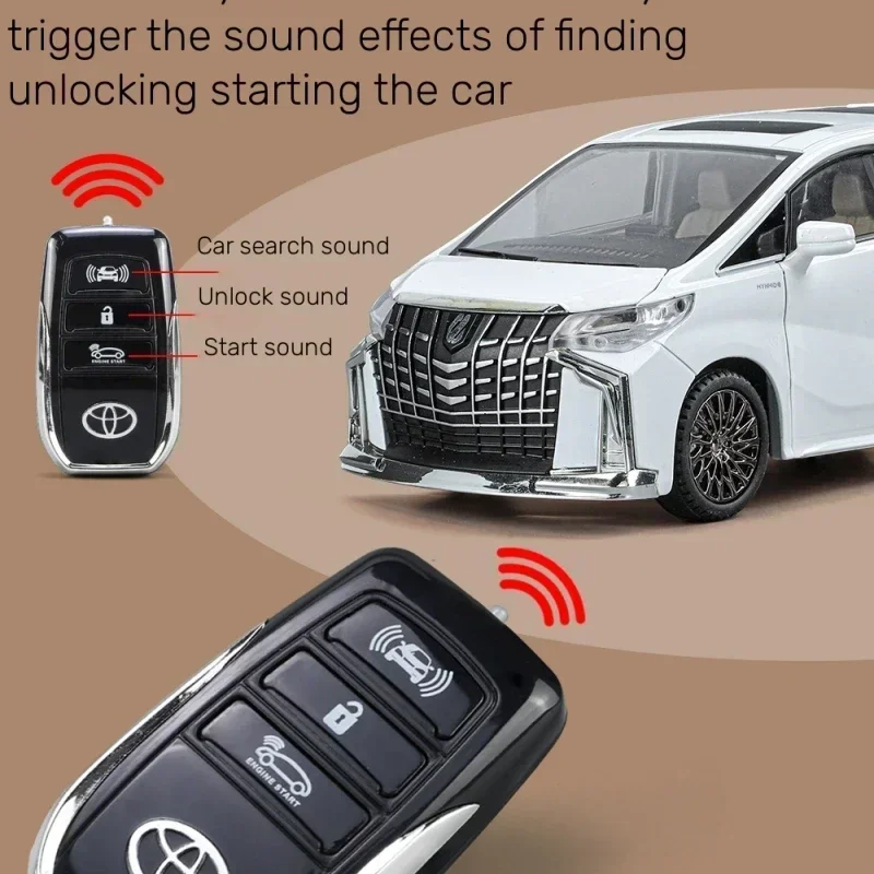 1:24 Toyota Alphard MPV Alloy Scale Car Model Diecast Metal Toy CarWith remote key Sound＆Light Collection Kid Toy Vehicle Gift