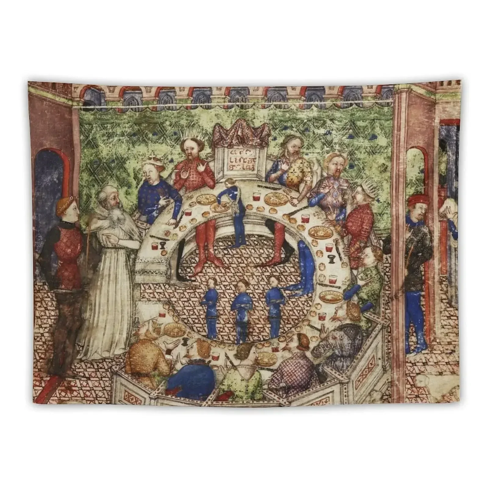 Merlin Introduces Galahad to King Arthur and the Knights of Round Table Tapestry Room Decorations Tapestry