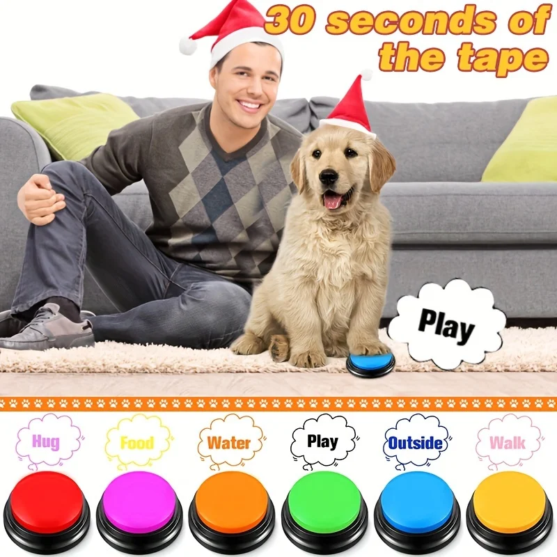 

Voice Recording Button, Dog Buttons For Communication Pet Training Buzzer, 30 Second Record & Playback, Funny Gift For Study Off