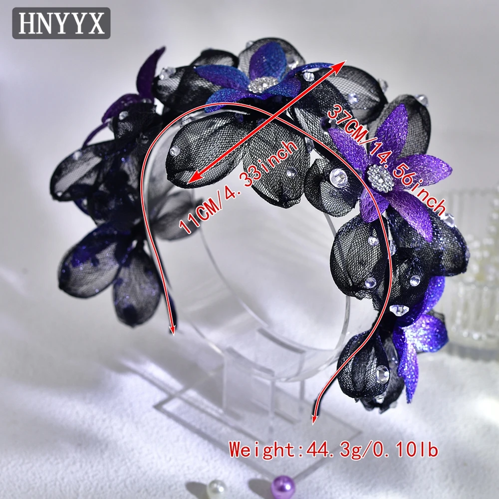 HNYYX Retro Flower Headband European Wedding Hair Accessories for Women Mesh Crystal Bridal Headpiece Jewelry Headwear A207