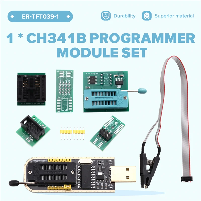 

Durable-24 25 Series For EEPROM Flash BIOS USB Programmer Module CH341A CH341B SOIC8 SOP8 Test Clip For 93CXX/25CXX/24CXX,24 25