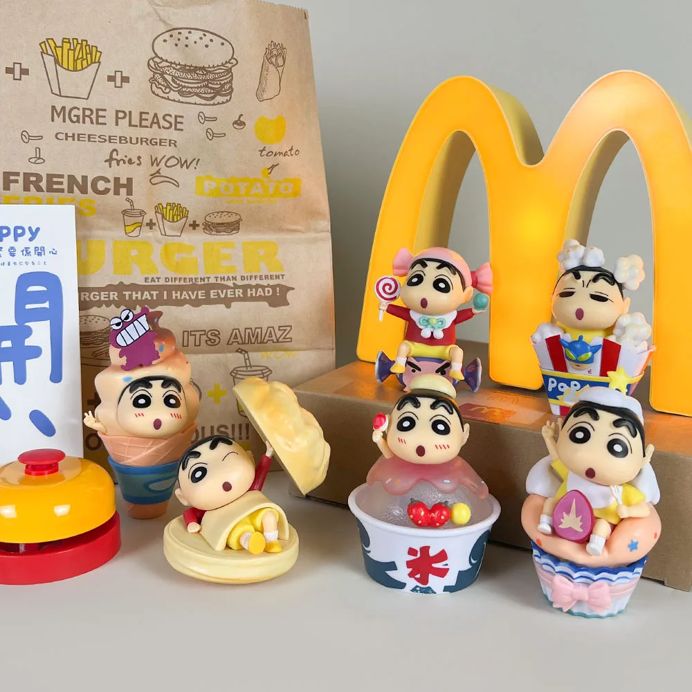 Anime Crayon Shin-chan Blind Box Food Hamburg Series Blind Bag Doll Toy Collection Model Figure Toy