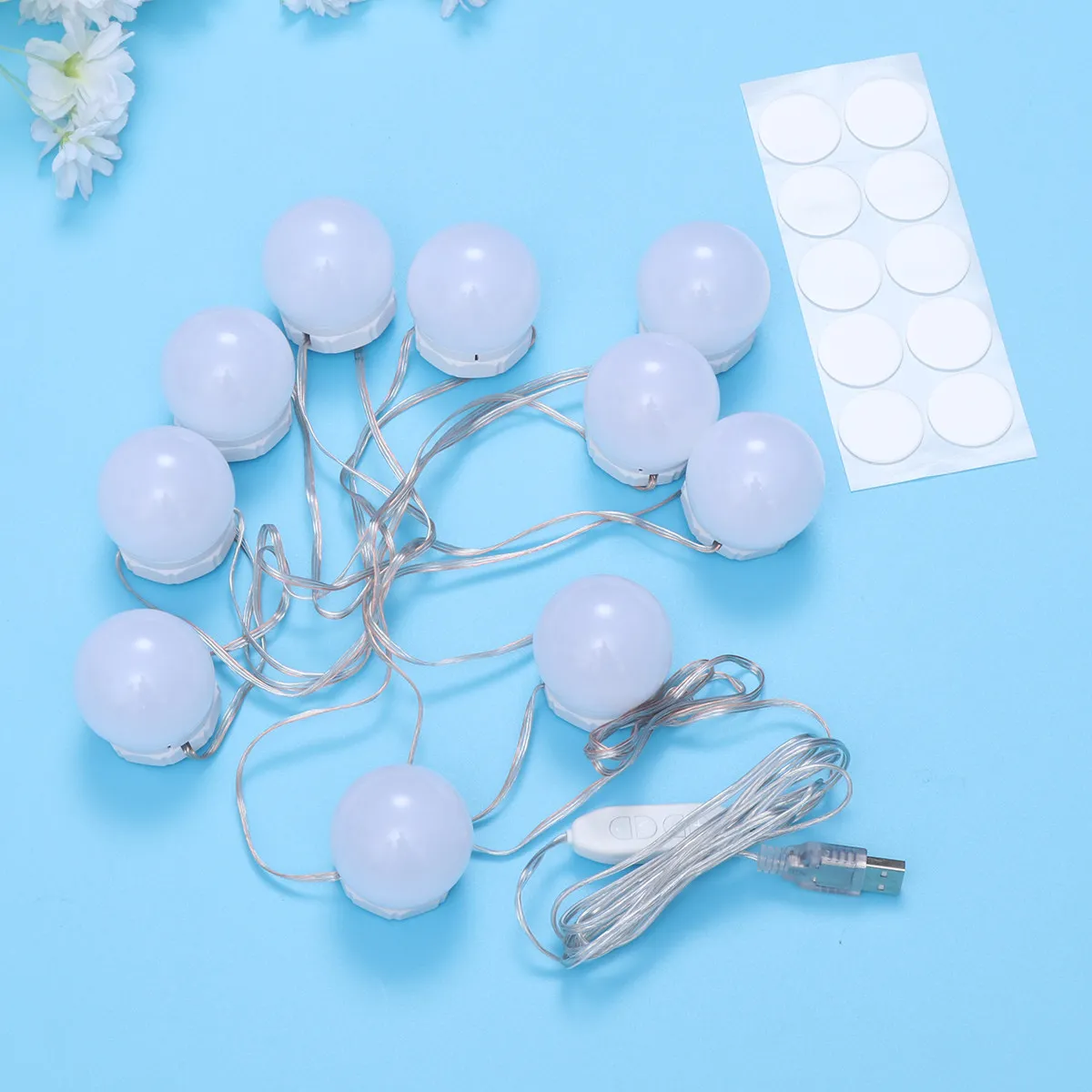 1Set Mirror Light Bulbs LED 3 Color Tunable USB Powered Eye Safe Flicker Free Soft Illumination for Eyebrows