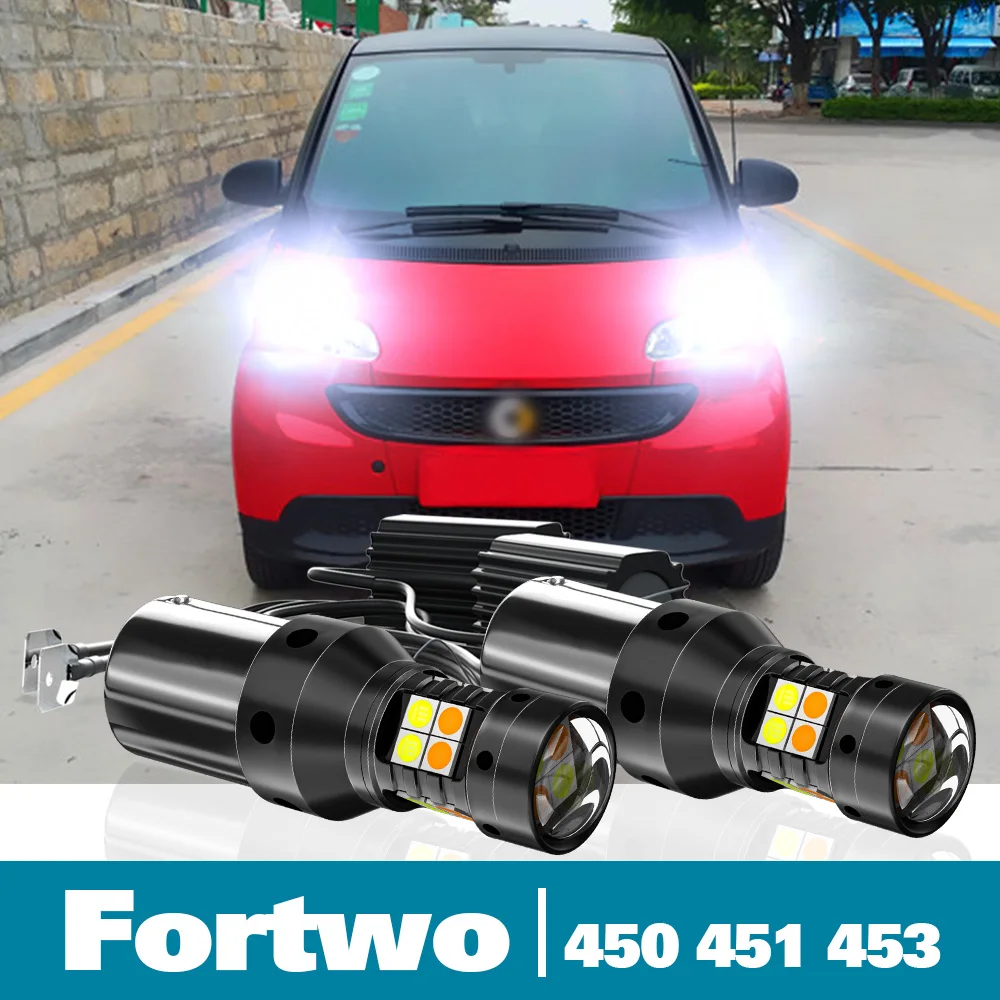 2pcs LED Dual Mode Turn Signal+Daytime Running Light DRL Canbus For Smart Fortwo MK1 450 MK2 451 MK3 453 Accessories 1998-2019