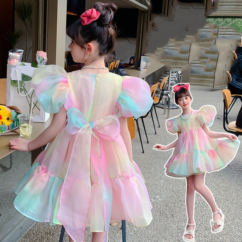 

Baby Girls Stage Performance Dress Kids Birthday Dress Child Party Skirt Princess Evening Dress Little Girls Tutu Size 4-14Y