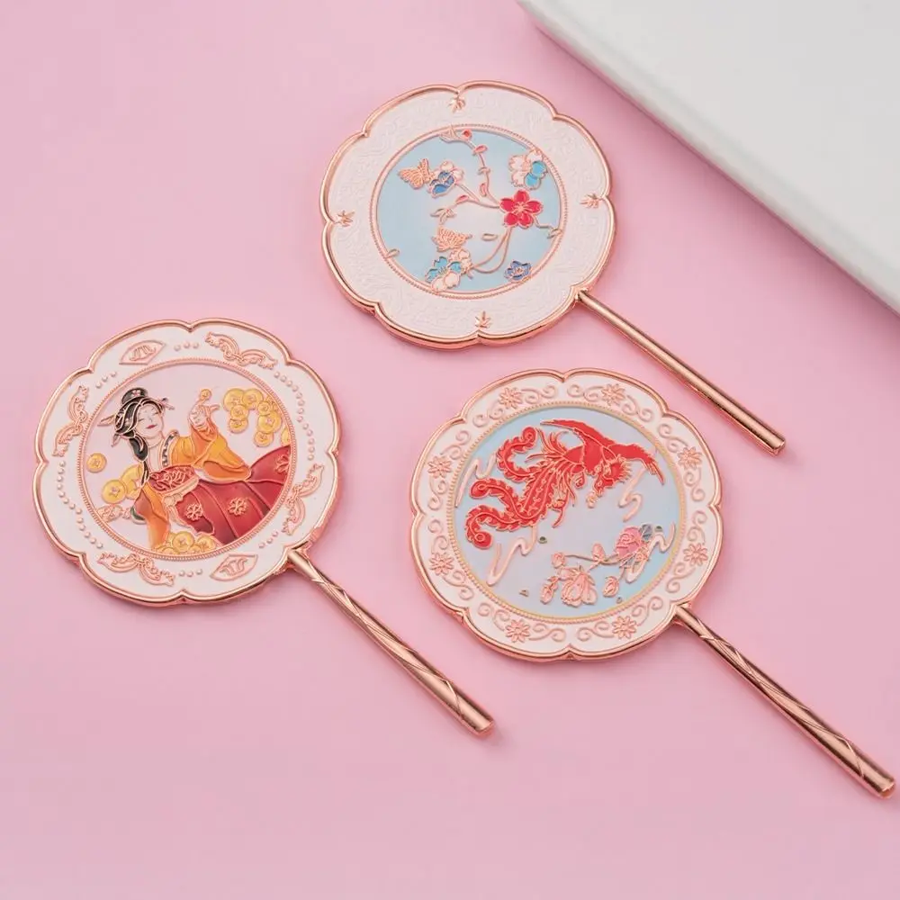 Retro 3D Flower Makeup Mirror Chinese Style Exquisite Metal Cosmetic Mirror Butterfly Textured Cartoon Makeup Mirror for Home