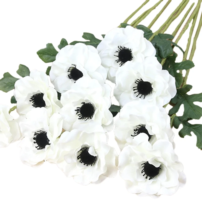 Simulation Silk Single Head Anemone Flower Home Living Room Decoration Fake Flowers Wedding Party Background