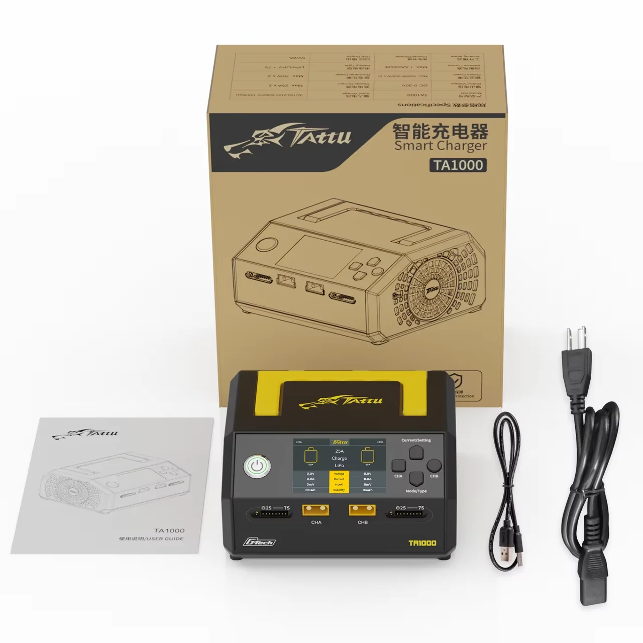 Tattu TA1000 G-Tech Dual-channel Charger 25A*2 1000W for 1S-7S Drone Battery