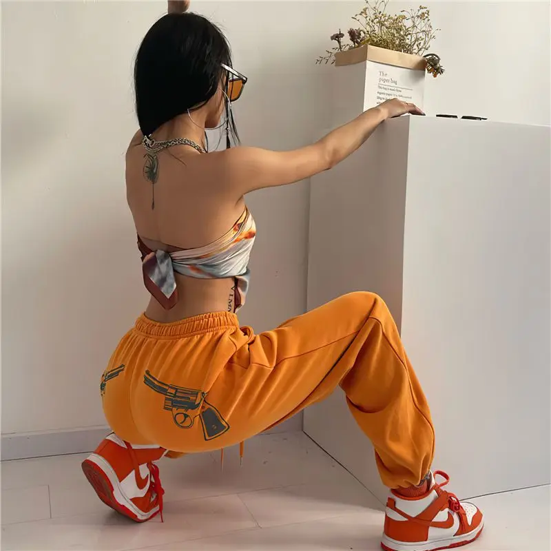 Pantalon imprimé de personnalité pour femmes, jogging décontracté Y2K, pantalon de survêtement populaire, ceinture élastique, Harajuku, ample, tendance