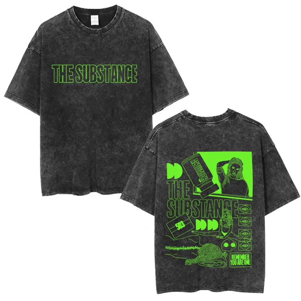 

Washed Vintage Horror Movie The Substance T-shirt Men Women Clothing Fashion Trend T-shirts Casual Oversized Harajuku T Shirts