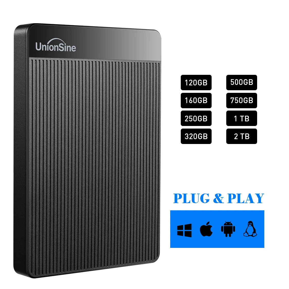 UnionSine-disco duro externo portátil de 2,5 ", 2tb/1tb/500gb/750gb, USB 3,0, almacenamiento HD, Compatible con escritorio/portátil/Mac/Xbox/TV
