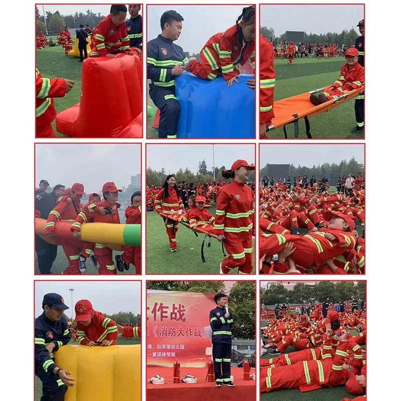 Boys Firefighter Costume, Fire Long Sleeve Jacket and Pants Firefighting Playset for Holiday Party Performance Costumes