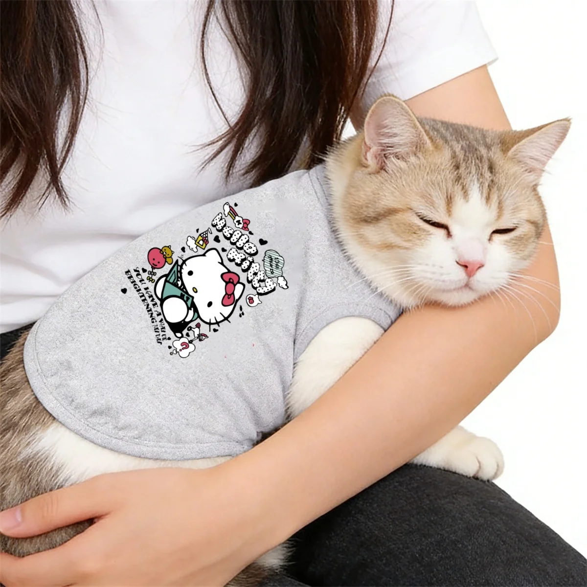 1pc Sanrio Printed pet Vest made of fiber material, suitable