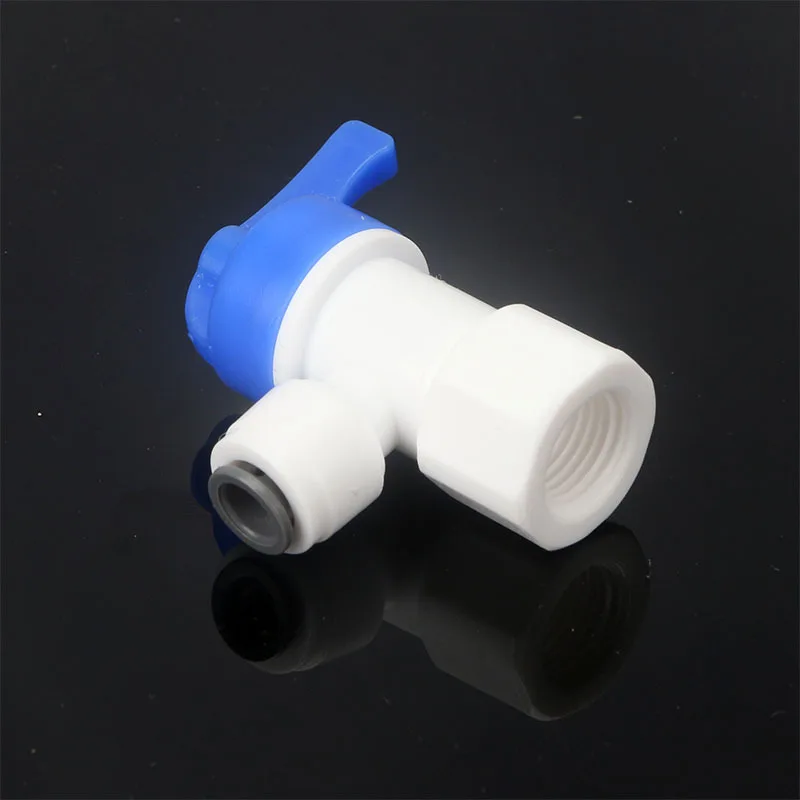 1PC Water Purifier Pipe Fitting Card-Free Quick-Connect 1/4' Ball Valve With Switch Female 1/4' To 2 Points PE Pipe Valve