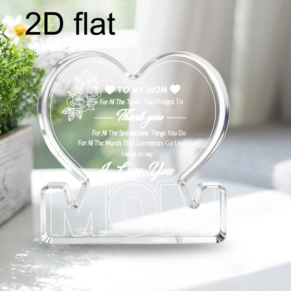 2D Flat Mom Acrylic Decor - Rose & Heart Design, 