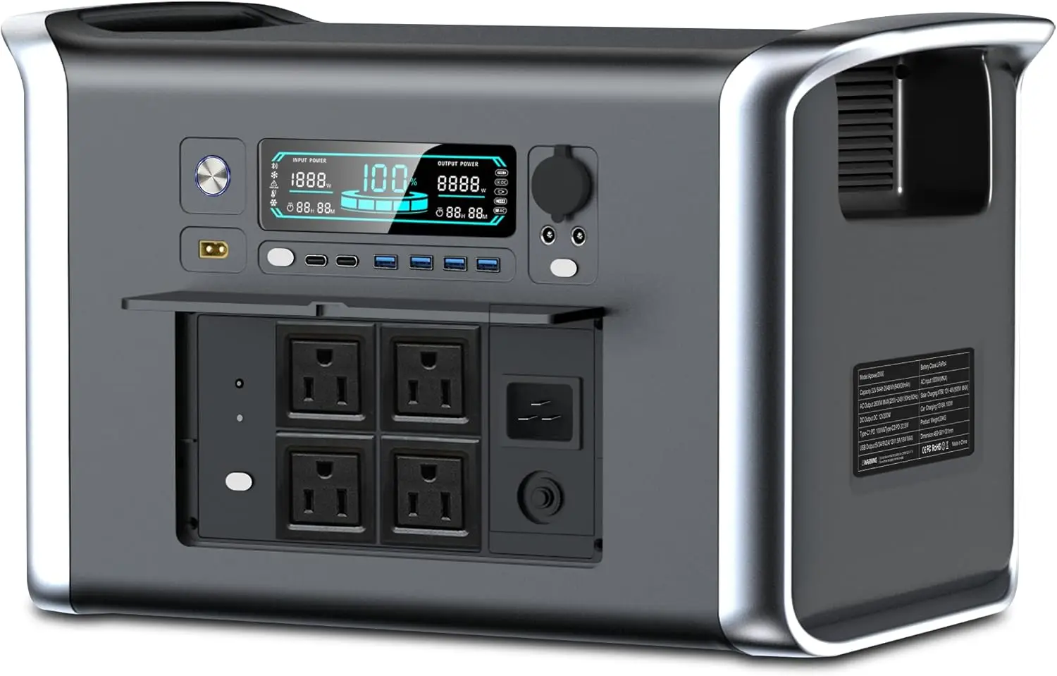 

Портативная электростанция UAPOW, аккумулятор LiFePO4, 2048 Втч, быстрая зарядка, солнечный генератор для кемпинга, домашнего резервного копирования, отключения электроэнергии