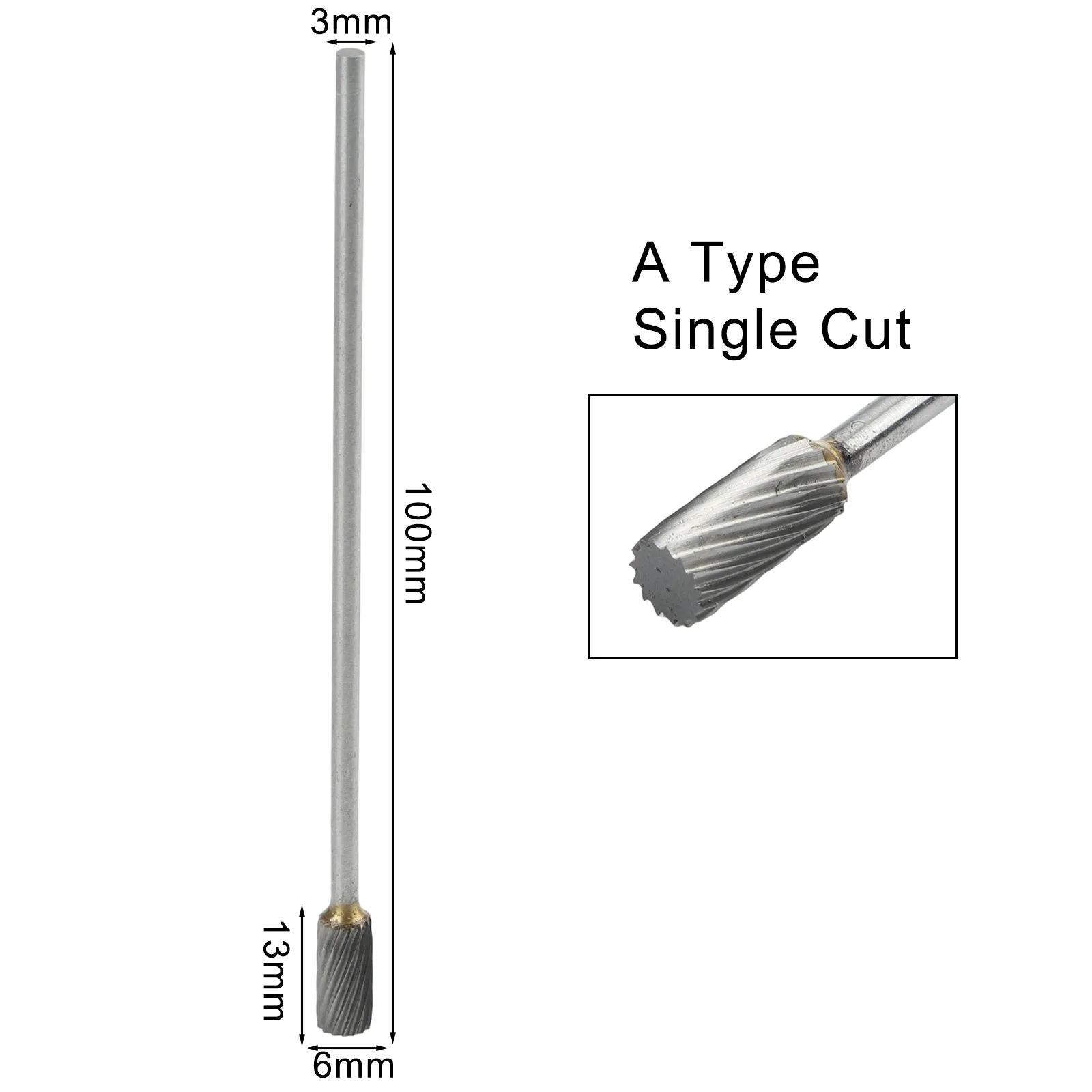 New Rotary Burrs 3x6x100mm Single Cut Carbide Engraving High Production Efficiency Milling Cutter Rotary Files