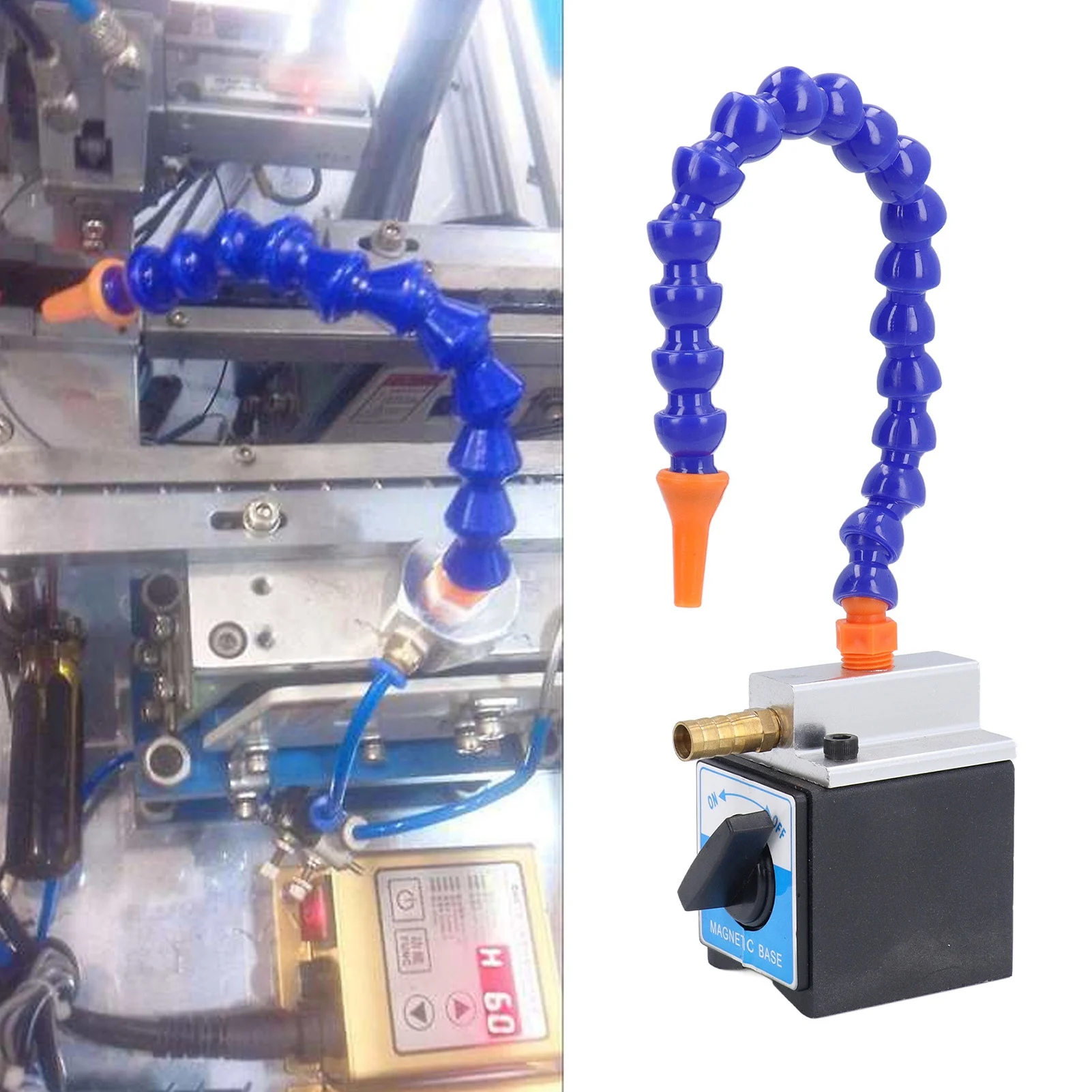 Magnetic Base Magnetic Base Coolant Hose 1/4in Inlet 1/2in Outlet 300mm Long Oil Coolant Pipe Adjustable Magnetic Base Holder