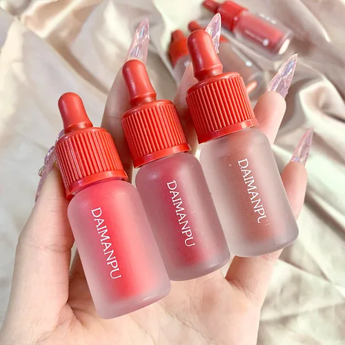 Imagen 2 del producto Brillo de labios teñido, maquillaje mate, lápiz labial líquido hidratante, resistente al agua, tinte de labios de terciopelo rojo de larga duración, maquillaje coreano cosmético