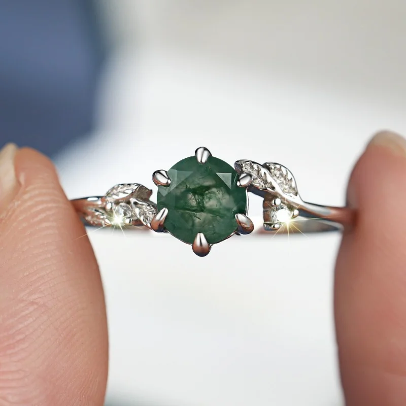 

Non Fading High-end Round Agate Edge Tree Branch Six Claw Ring, Atmospheric, Light Luxury, Versatile Jewelry and Accessories