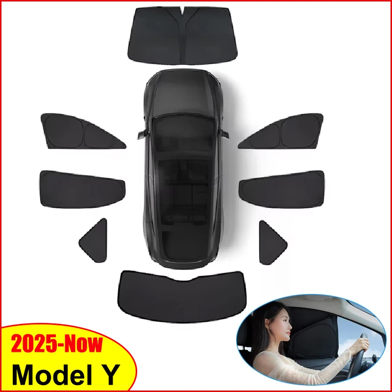 For Tesla Model Y Juniper 2025 2026 Launch Sun Shade Front Rear Side Window Auto Sunshade Windshield Sun Visor Outdoor Camping