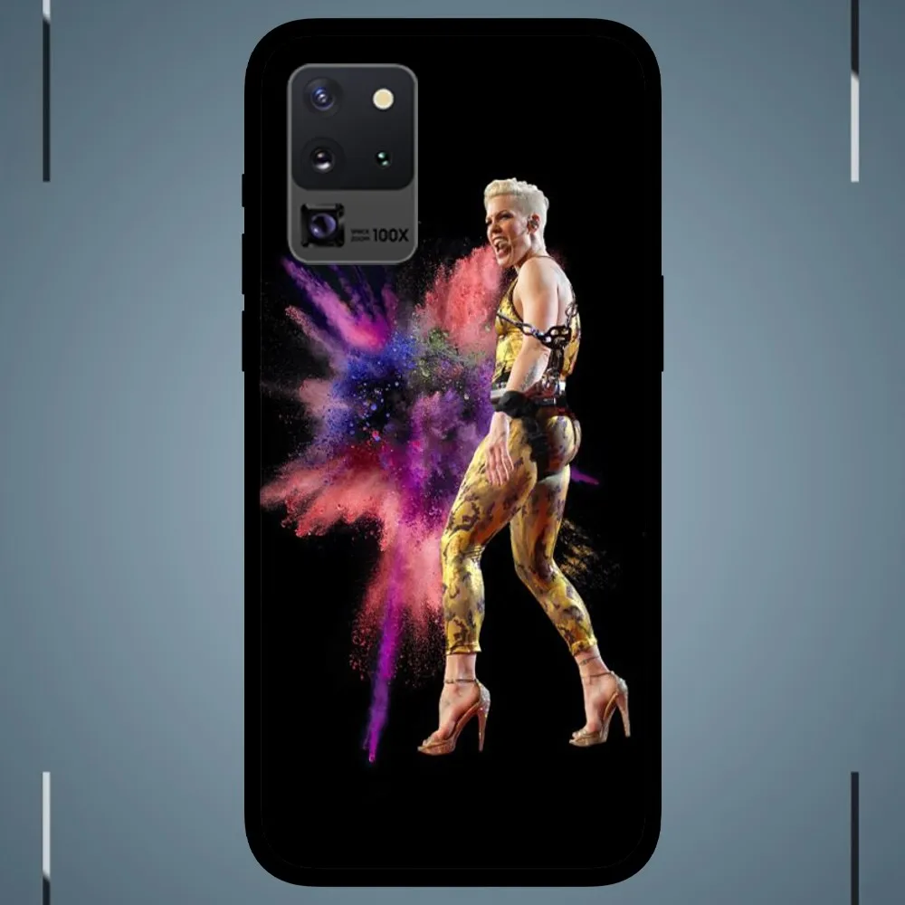 Singer P!nk  Phone Case For Samsung Galaxy S24 S23 S22 S21 S20 FE Note9 10 Plus Ultra Lite 5G Black Phone Case