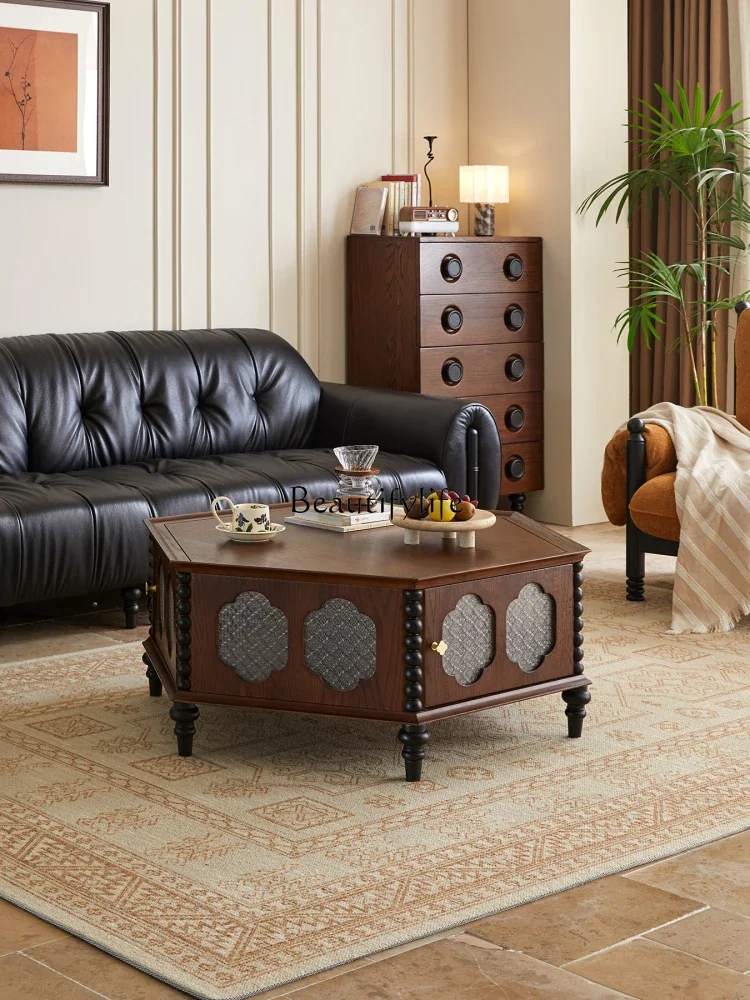 

pg46Medieval solid wood coffee table living room home balcony tea table