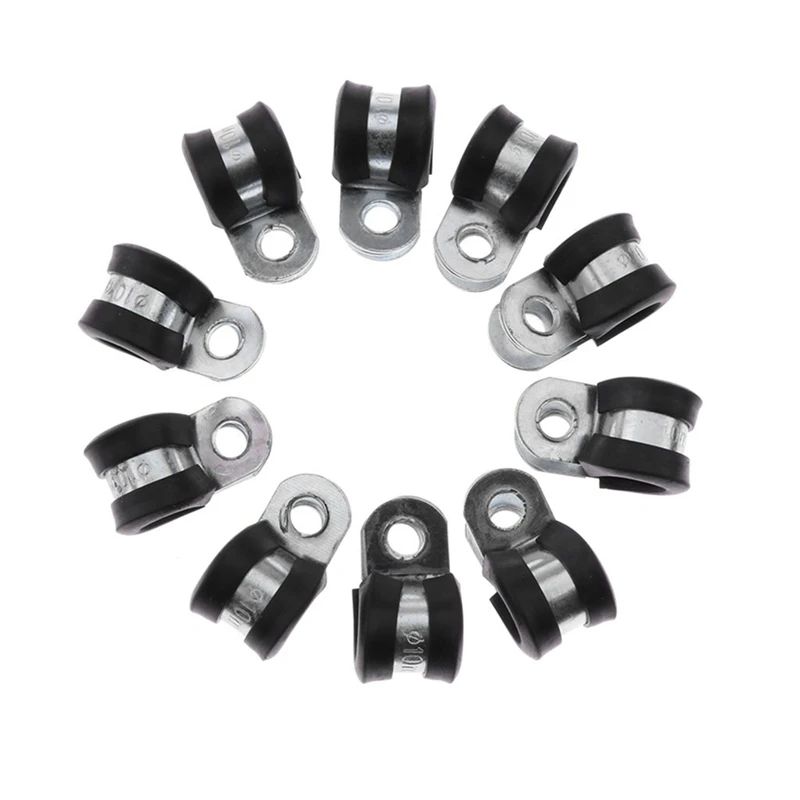 10 Pieces 3/8 Inch 10Mm Fuel Line Hose Clamp Clip Fastener Rubber Cushion