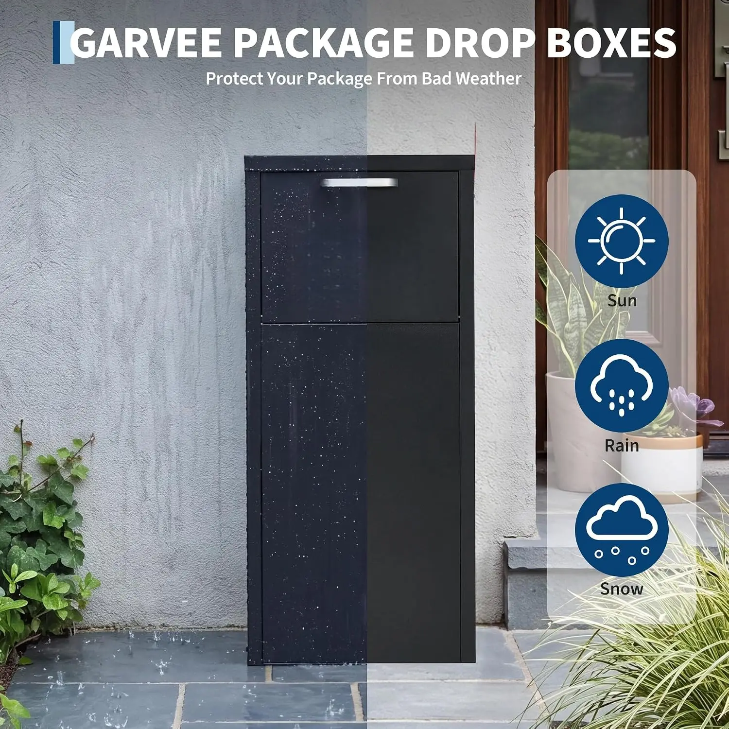 Lockable Package Delivery Box Anti Theft For Outside, 35.4 Inch Galvanized Steel Parcel Drop Box With Mail Slot, Waterproof Outdoor Mailbox For Porch And Curbside