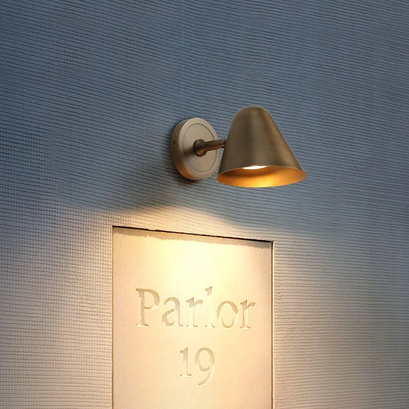 All Copper Retro Entrance Sign Wall Lamp LED Foyer Corridor Staircase Bedroom Bedside Indoor Decorative Atmosphere Sconces Light