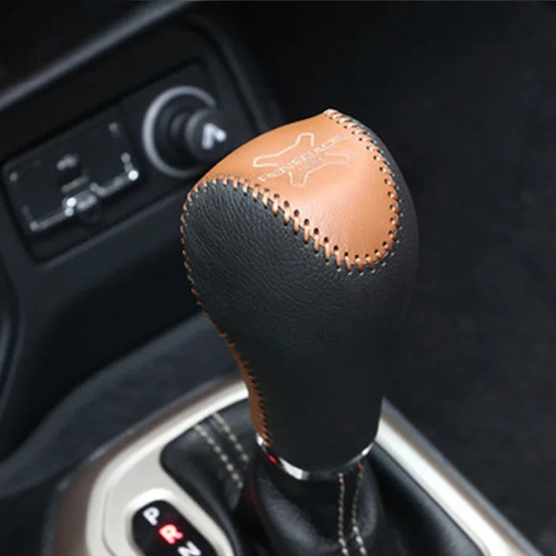 1PC Genuine Leather Gear Lever Decoration Protection Cover for 2014-2017 JEEP Renegade Car Accessories