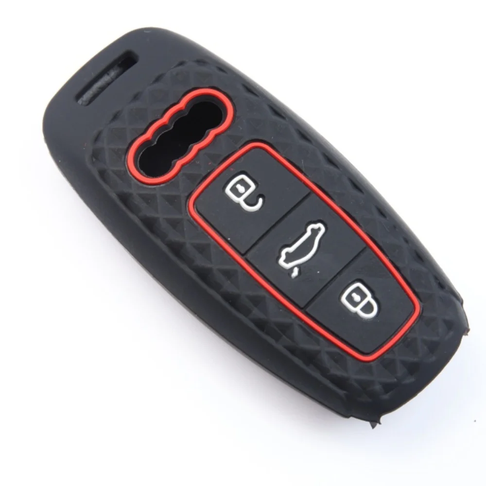 3 Button Silicone Car Remote Key Case Cover for Audi A3 A4 B9 A6 A7 4K A8 E-tron Q5 Q8 C8 D5 SQ8 Key Protection Bag Accessories