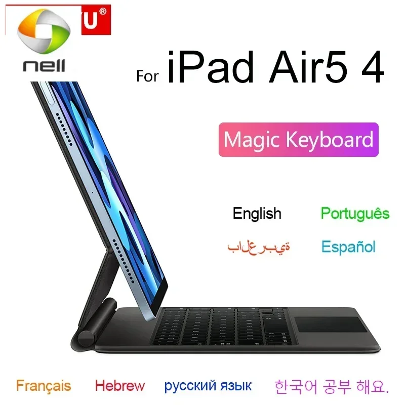 Magic Keyboard For iPad Air 5 4 10.9 Pro 11 2022-2018 M2 12.9 6th 5th 4th 3rd Gen Case Keyboard Portuguese Russian Arabic German