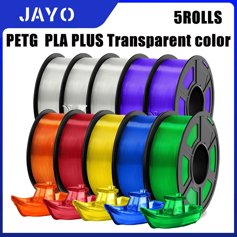 

JAYO 5 рулонов Pla Plus/petg прозрачная 3D нить гибкая 1,75 мм +/-0,02 мм текстура 3D-принтера гладкая высокое качество быстрая доставка
