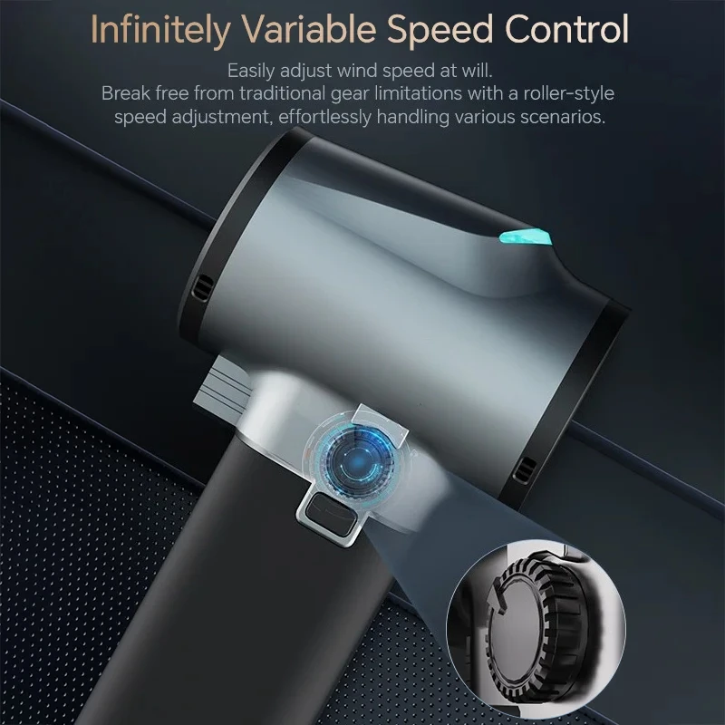 750 واط و64 مللي متر ، منفاخ هواء مجفف السيارة مع ضوء ، مقبض سيليكون للتحكم في السرعة ستبليس ، منفاخ مجفف مروحة توربو معزز للسيارات